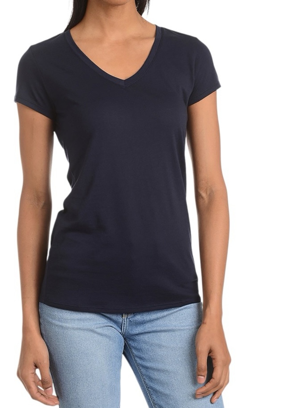 Mott & Bow FITTED V-NECK MARCY TEE Navy Women’s Size M